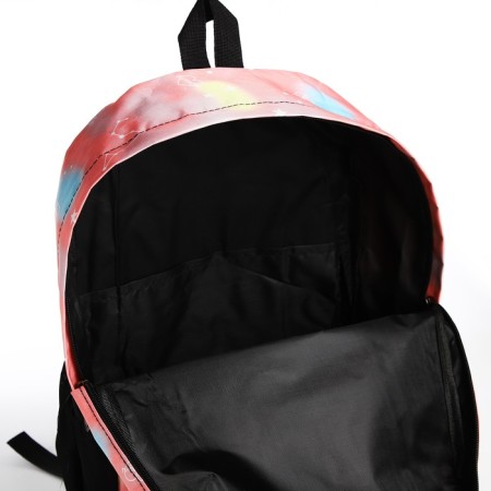 A backpack with a zipper, 3 outer pockets, pink color-5