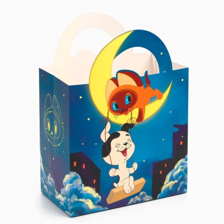 Gift package with packaging paper with silence, 22x22x12 cm, kitten named Gav-3