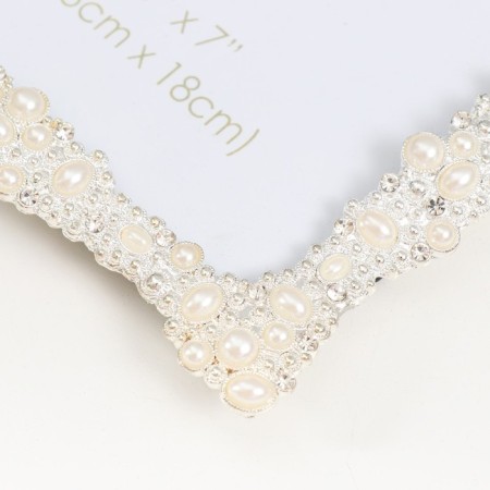 Photo frame metal, glass 13x18 cm "Pearls" rhinestones 15x19.7 cm-2