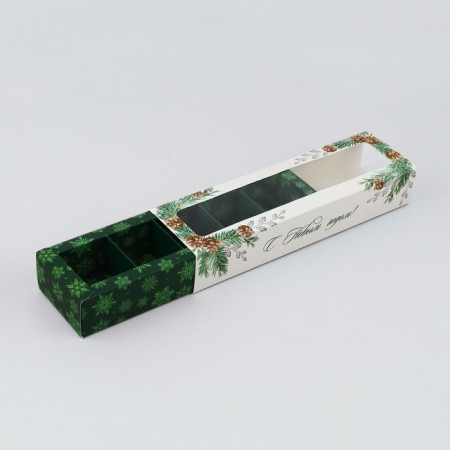 Box for 5 sweets with cells “with new happiness” 21 x 3.3 x 5.8 cm, New Year-2
