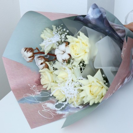 Paper packaging for flowers double -sided "Blue Lotus", 35 x 50 cm-6