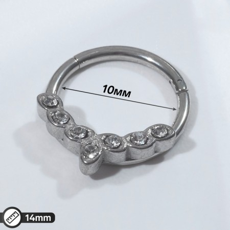 Piercing in the nose (cller) “Ring” branch, d = 10 mm, white color in silver