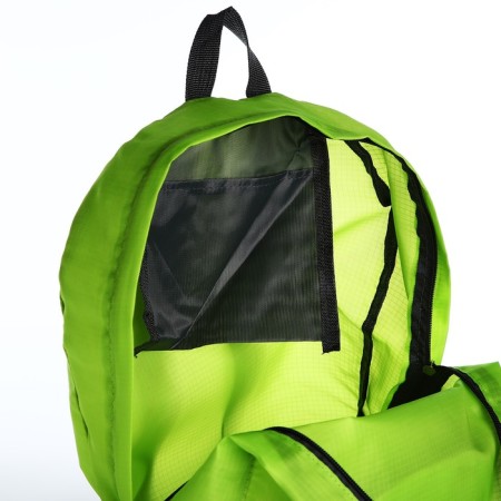 Folding backpack, lightning department, external pocket, 2 side pockets, green color-6