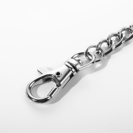 Ring for a keychain on a chain, with a carbine, d = 28 mm, 39 cm, silver color-1