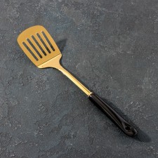 Stainless steel blade with holes of BASE, length 36.5 cm, the color of the handle is black, the color of the metal of the gold