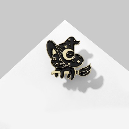 The icon "cat" is a witch on a broomstick, the color is black in gold