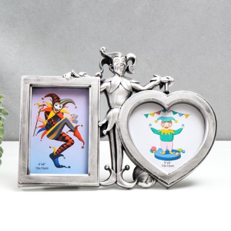 Photo frame plastic in 2 photos 10x15, 13x13 cm "buffoon" Dark silver 22.5x31x2 cm