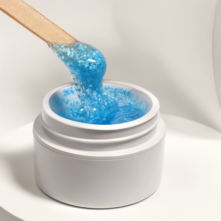 Enlargia gel, with sparkles, 3 phase, 15 g, led/uv, the color is transparent, blue