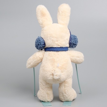 Soft toy "Little Friend", skiing bunny, blue scarf-6