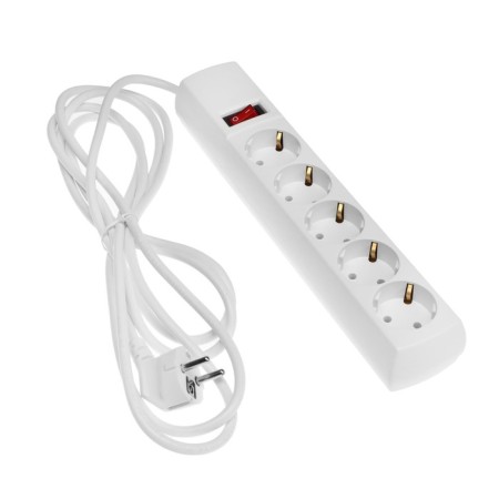 Network filter Unit, 5 nests, 3 m, 15 a, 3000 W, with salary, white-1