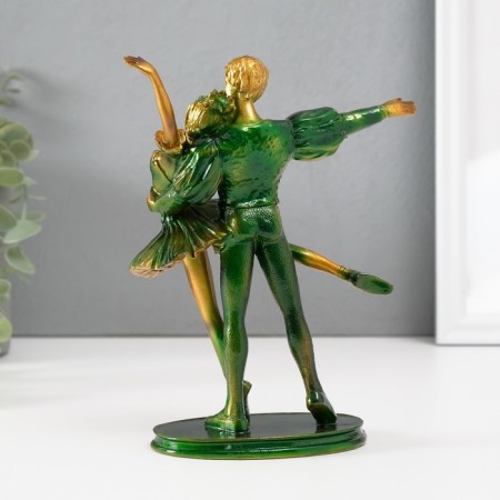 Polystone souvenir "Ballerina with a partner in green" 18x14.5x7 cm-3