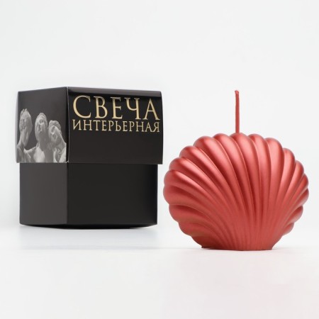 Figure candle "shell", 4x9x6.5 cm, red, in a box-3
