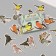 Stickers for creativity "City and forest birds" embossing gold set 48 pcs 9x7x0.8 cm
