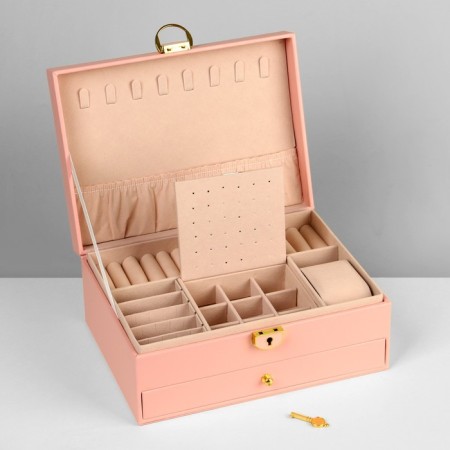 Steam for jewelry "Casket" 2 tiers, 17 × 23 × 10 cm, pink color-2