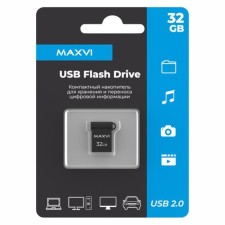 USB флеш накопитель 32 Gb Maxvi MM Dark grey  мини, металл  / FD32GBUSB20C10MM