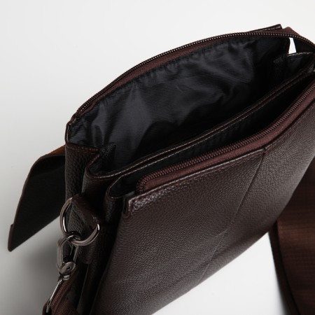Men's bag over the shoulder, Textura, external pocket, brown color-6