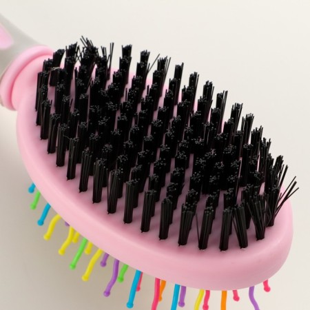 Bilateral brush - comb with wavy teeth, middle, 6 x 19 cm, pink-3