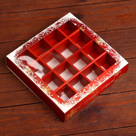 Box for sweets 16 pcs, 17.7 x 17.7 x 3.8 cm "New Year's mood"-7