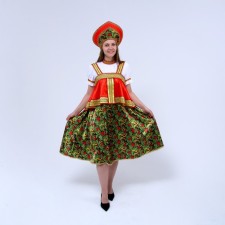 Russian costume “Ryabinushka”, dress with a departure flirt, kokoshnik, p. 48-50, height 170 cm