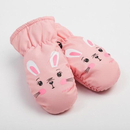 Winter nursery mittens minku, light pink color, size 16 (18 cm)