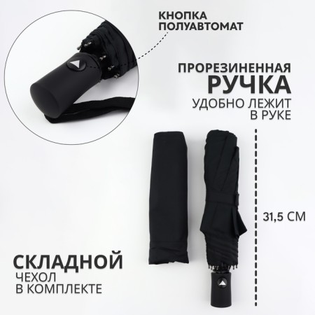 The umbrella semi -automatic “clouds”, eponge, 3 additions, 8 knitting needles, r = 50 cm, black color-1