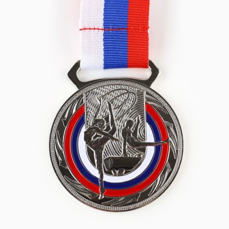 Medal thematic 194 "Gymnastics", silver, d = 5 cm-1