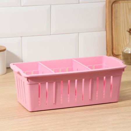 Solvement Plastic organizer for storage, 30.5 × 14.5 × 10.5 cm, with removable partitions, mix of mix