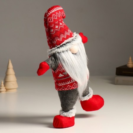 Interior doll "Santa Claus in a knitted cap with patterns - acrobat" 7x24x38 cm-1