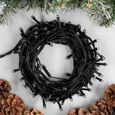 Garland “thread” 10 m, IP20, dark thread, 100 LED, glow warm white, 8 modes, 220 V-1