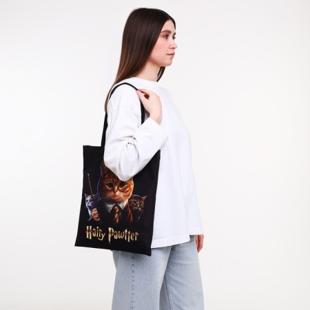 Shoper bag without fastening, black color-5