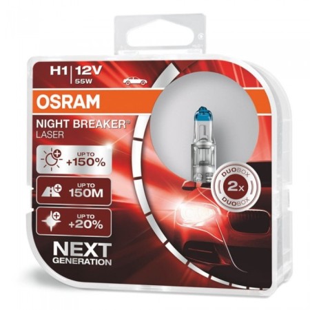 OSRAM Night Breaker Laser +150%, H1, 12 V, 55 W, set 2 pcs, 64150NL-HCB-1