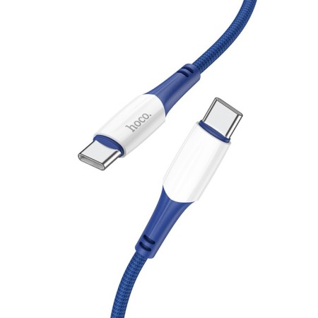 Hoco X70, Type-C-Type-C, 60 W cable (laptop charging), 3 A, 1 m, nylon braid, blue-1