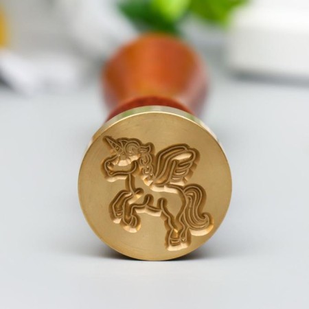 Printing for wax with a wooden handle "Unicorn with wings" 9x3x3 cm-1