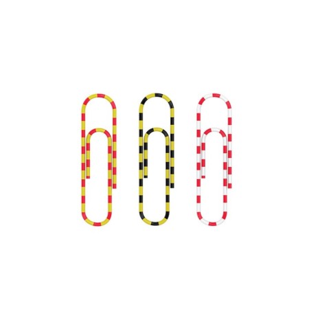 Office paper clips 28 mm, color, 200 pieces Erich Krause "Zebra", with vinyl coating, plastic boxing-1
