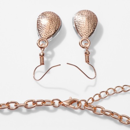 Set 2 objects: earrings, necklace "magnificent eyelids" flowers, color gold, 42 cm-1