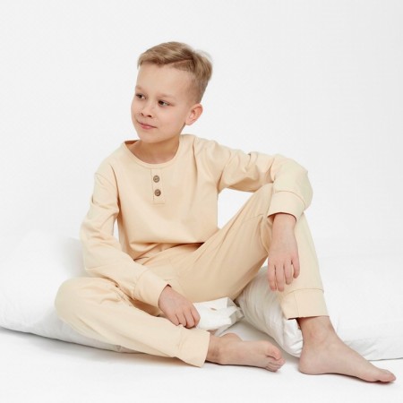 Pajama for a boy (longshit, trousers) minku beige color, height 98-4