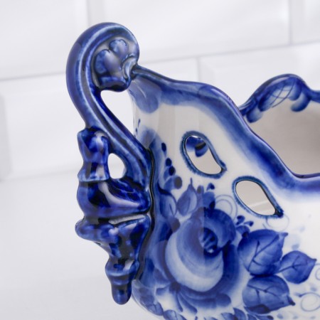 Gzhel fruit "Rook", white-blue, ceramics, 16 × 32 cm,-3