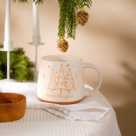 SL Home tea mug “Happy New Year”, 750 ml, 15.5 × 11.5 × 10.5 cm, ceramics, white