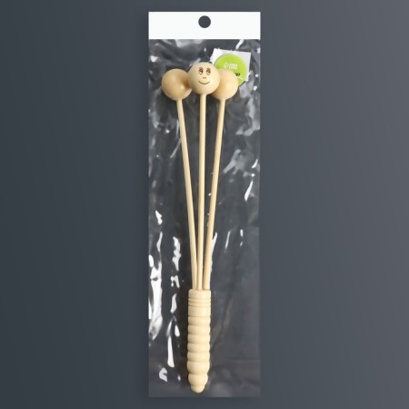 Anti -cellulite massage, 32.5 × 7 cm, 3 balls, wooden-5