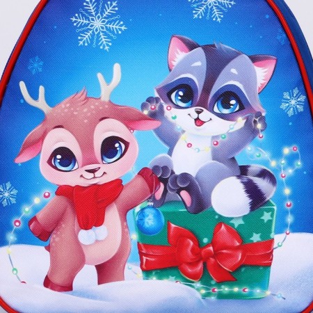 New Year's children's backpack "Olenenok and Raccation", 23x20.5 cm, for the New Year-3