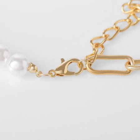 Pearl pearl "chain" dable, white color in gold, 40 cm-2