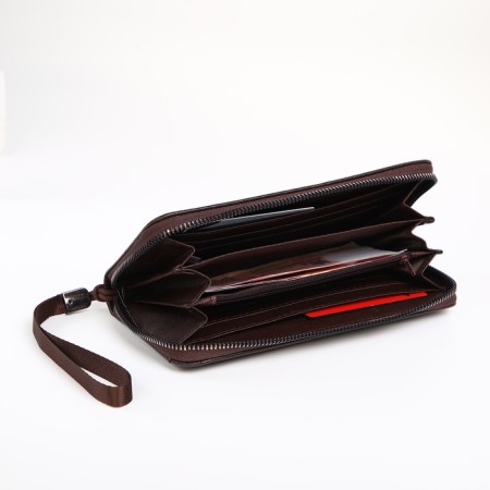 Male purse-clate on a zipper, brown color-4
