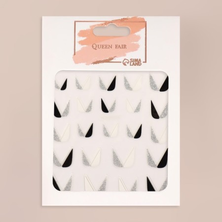 Nail stickers "French", white/silver/black color-2