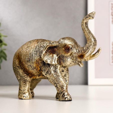 Souvenir Polystone "Golden Elephant" 13x16.8x6.5 cm-3
