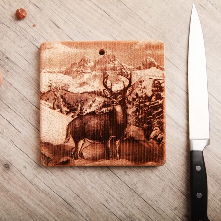 Board from the massif “deer”, square, 18 × 18 cm