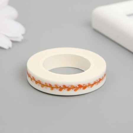 Adhesive tape Paper "Autumn branch" Width 0.8 cm winding 10 m 4.1x4.1x0.8 cm-1