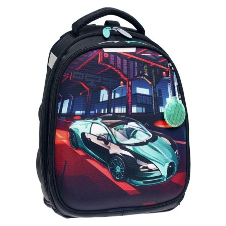 School frame backpack, 38 x 30 x 16 cm, 3D-risun, calligrata t "Cool car"-6