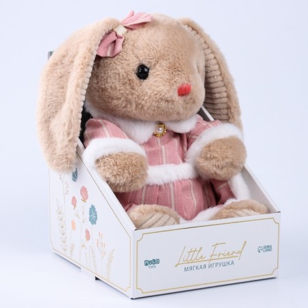 Soft toy "Little Friend", bunny in a pink dress-6