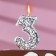 Candle in the cake "Square", number "3", silver, 6.5x4