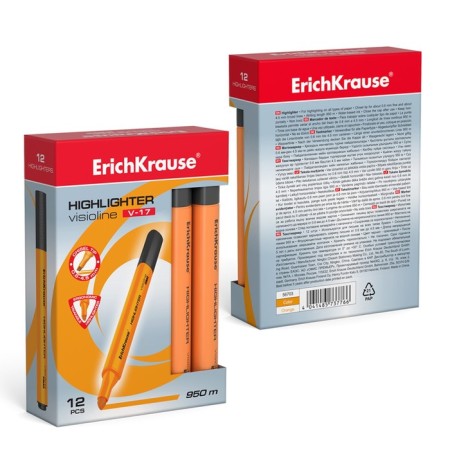Marker Text Moistener Erichkrause Visioline V-17, 0.6-4.5 mm, water-based ink, orange-2